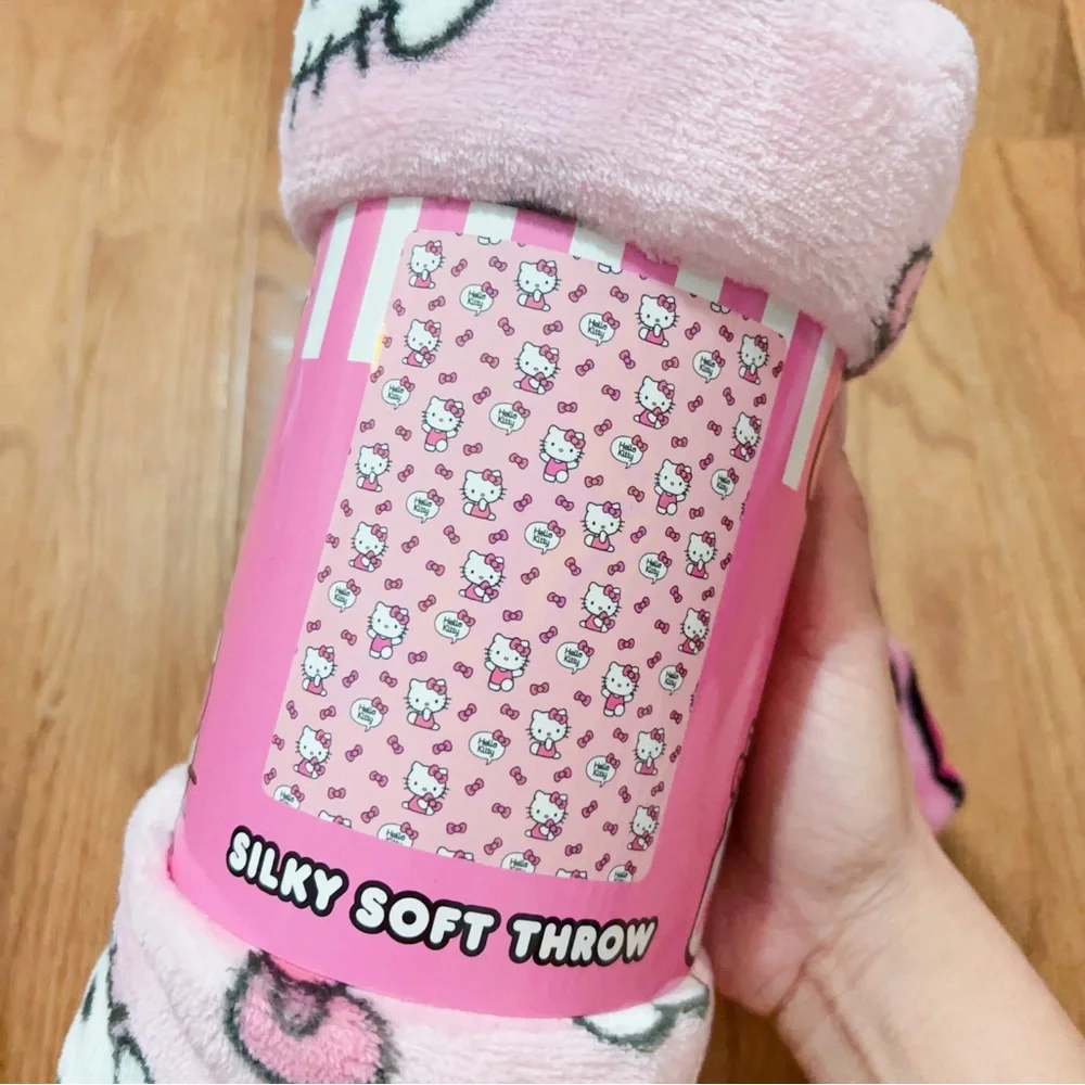 2x Hello Kitty Face More Bows Please Plush Silk Touch Throw Blanket 46